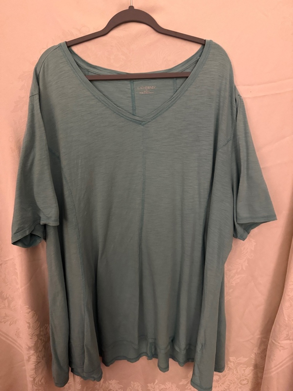Catherines Teal V-Neck Relaxed 3/4 Sleeve Top